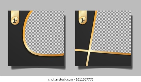 Golden frame on a black background. Fancy vintage borders, labels, logo design elements. Vector illustration. Abstract gold texture