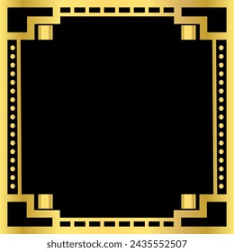 El marco dorado sobre el fondo negro. Ilustración vectorial.
