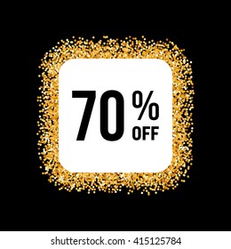 Golden Frame on Black Background with Discount Seventy Percent