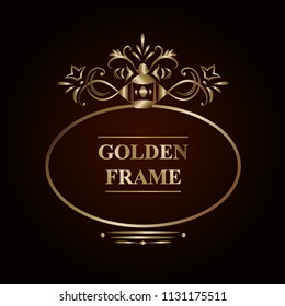 Golden frame on dark background. Vector illustration 