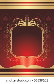 Golden frame on the decorative background. Wrapping. Vector