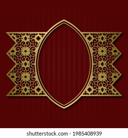 Marco dorado en un lugar con estampado para empaque vintage o diseño de etiquetas de estilo clásico antiguo.