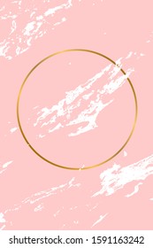Golden frame on pink background. vintage frame with grugne background. 