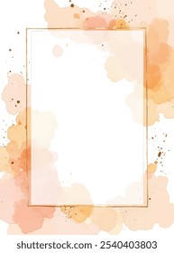 A golden frame on a soft peach watercolor background 