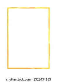 Golden frame on transparent background. Golden luxury realistic rectangle border. Vector illustration.