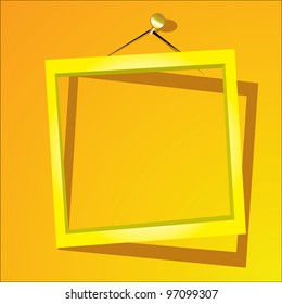 golden frame on the yellow wall. vector illustration.