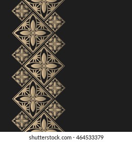 Golden frame in oriental style. Seamless border for design.