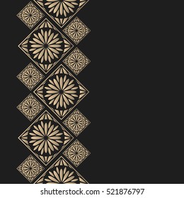 Golden frame in oriental style. Seamless border for design. Eastern background. Islamic card with place for text