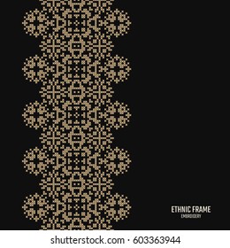 Golden frame in oriental style. Seamless border for design. Eastern background. Islamic card with place for text.