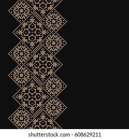 Golden frame in oriental style. Seamless border for design. Eastern background. Islamic card with place for text.