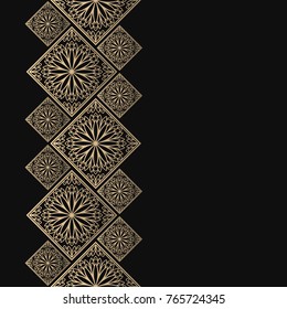 Golden frame in oriental style. Seamless border for design. Eastern background. Islamic card with place for text.