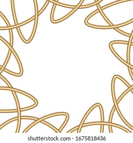 Marco dorado con adorno en círculo sobre fondo blanco. Borde de encaje redondo de plantilla. Mandala de lujo. Ilustración decorativa de vectores de vacaciones. Diseño de dibujo manual