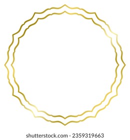 Golden frame with ornament isolated on white. Vector