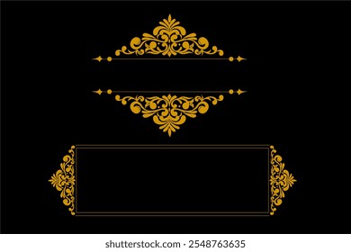 golden frame with ornament, Golden vintage frame in baroque style Ornate element for design Vector illustration