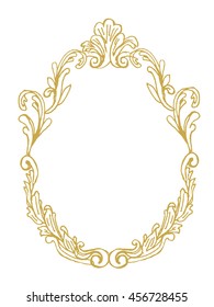 golden frame with ornaments in gold for pictures or mirror