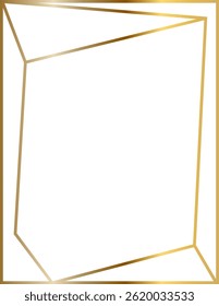 Golden frame with polygonal design creating a sophisticated and modern white space ideal for showcasing text or images, adding a touch of elegance and luxury