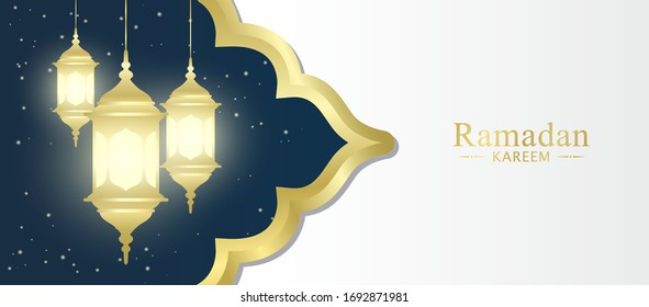 golden frame Ramadan background vector