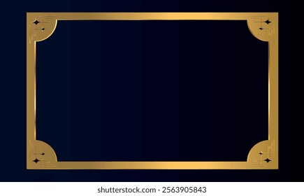 Golden frame. Realistic 3D elegant golden award lines, classic geometric presentation. Illustration, vector