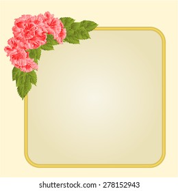 Golden  frame with red hibiscus greeting card festive background place for text vector illustration