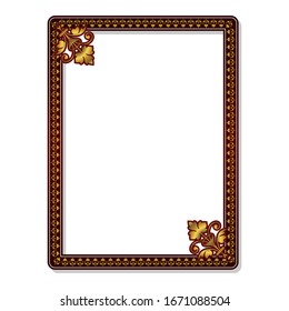 Golden frame retro vector isolated, template for frame or border flower.