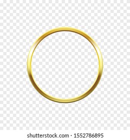 Golden frame, ring decoration vector element on transparent background