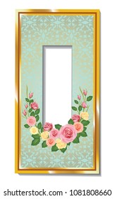 Golden frame with roses 