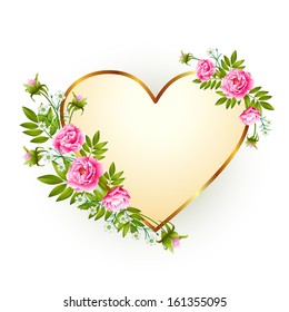 Golden frame with roses