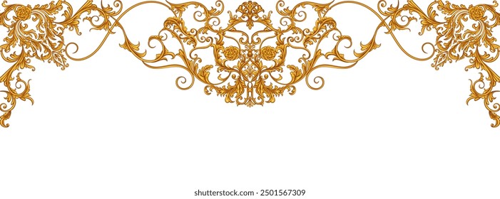 Golden frame with scrolls in Baroque style