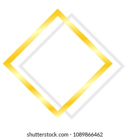 Golden frame with shadow isolated on white background. Vector element template for your design.
