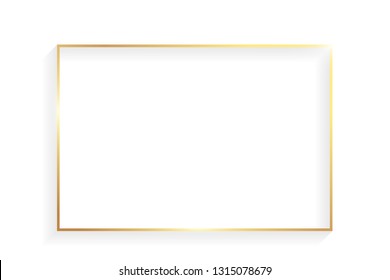 Golden frame with shadows and highlights isolated on white background. Eps 10