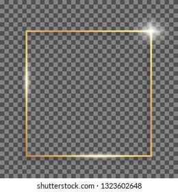 Golden frame with shadows and highlights isolated on a transparent background. Eps 10