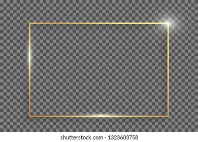 Golden frame with shadows and highlights isolated on a transparent background. Eps 10