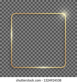 Golden frame with shadows and highlights isolated on a transparent background. Eps 10