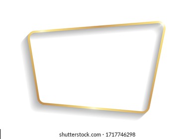 Golden frame with shadows and highlights isolated on a white background.