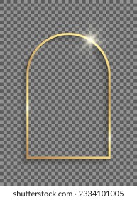 Golden frame with shadows and highlights isolated on a transparent background.