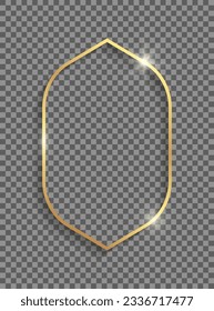 Golden frame with shadows and highlights isolated on a transparent background.