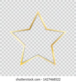 Golden frame with shadows isolated on transparent background. Vector illustration