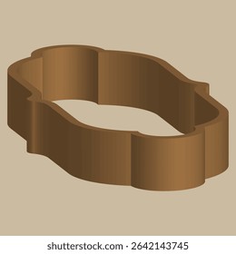 Golden frame shape. Ornamental silhouette form. Decorative border object. Vector element design.