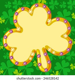 Golden frame in shape of shamrock