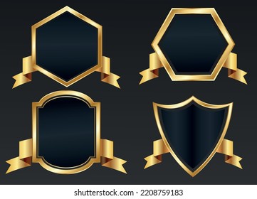 Goldene Rahmen Schilde und Abzeichen Kollektion mit Band.	
