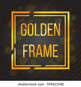 Golden frame Shining square banner. Vector design element.