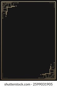 Golden frame, golden technology lines, picture frame
