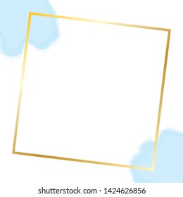 Golden frame template design. Digital watercolor in vector. Wedding decoration template for print and web. Pastel color brush strokes. Abstract ink burst illustration. Vintage and retro style design.