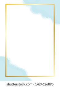 Golden frame template design. Digital watercolor in vector. Wedding decoration template for print and web. Pastel color brush strokes. Abstract ink burst illustration. Vintage and retro style design.