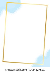 Golden frame template design. Digital watercolor in vector. Wedding decoration template for print and web. Pastel color brush strokes. Abstract ink burst illustration. Vintage and retro style design.