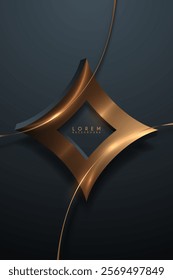 Golden frame template with lines