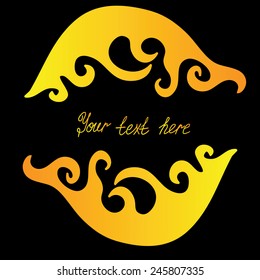Golden frame for text on a black background