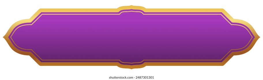 Golden frame with Thai pattern purple background for text Simple and elegant vintage frame lines.
