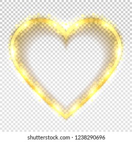 Golden frame with transparent light effects isolated on transparent background. Template vector illustration  with realistic shadows. Premium quality. Modern style. 