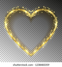 Golden frame with transparent light effects isolated on transparent background. Template vector illustration  with realistic shadows. Premium quality. Modern style. 